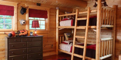 Země nálada: vytvořte interiér dětského pokoje v dřevěném domě